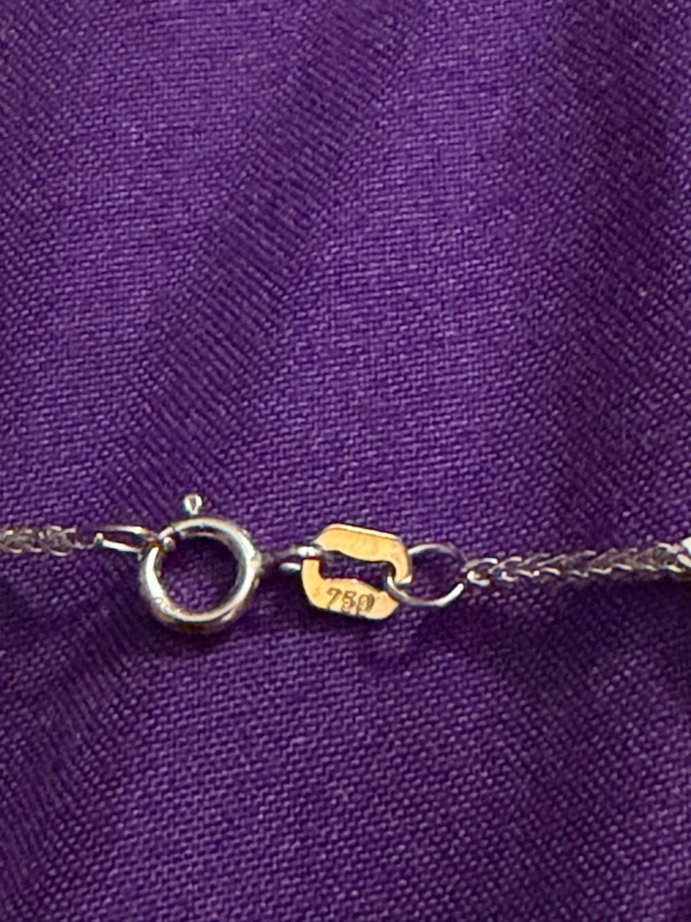 18k real gold- White Gold Heart Tag Necklace on Chain 18inc - Picture 3 of 4